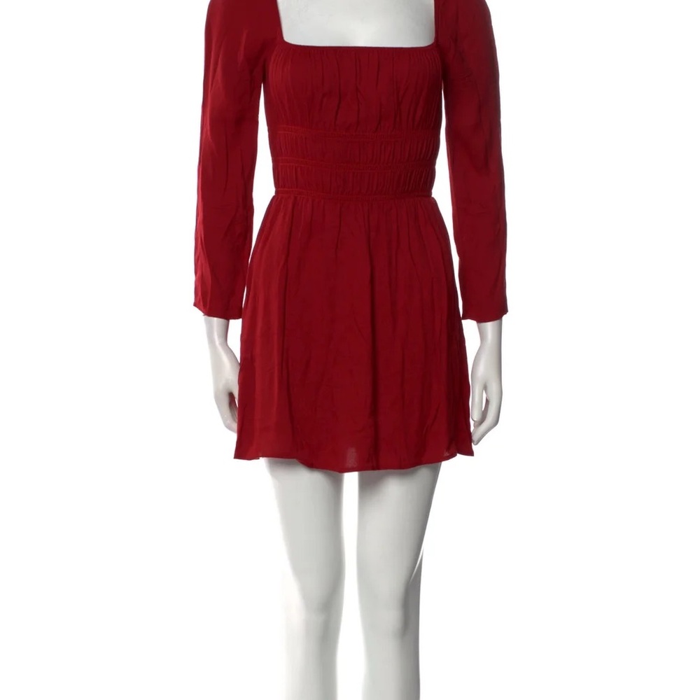 Reformation Red Long Sleeve Dress